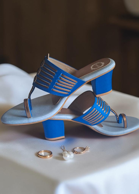 Neelam Heel - Blue Block Heel Kolhapuri