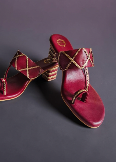 Crimson Charm - Maroon Block Heel