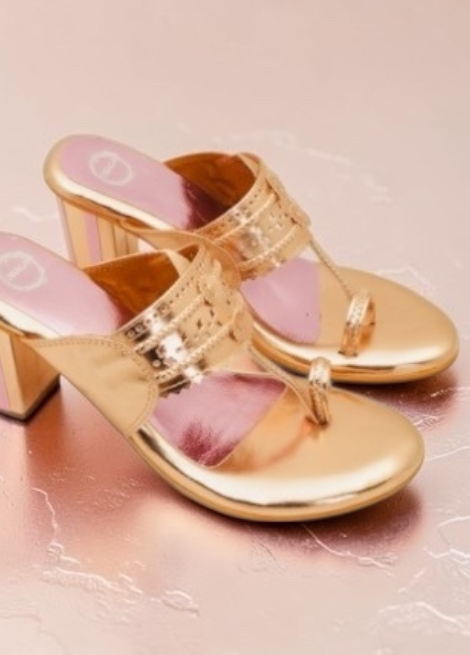Gehna - Rose gold and gold Block Heel