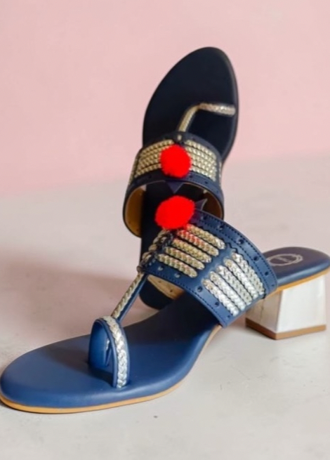 Women Blue embellished Block heel