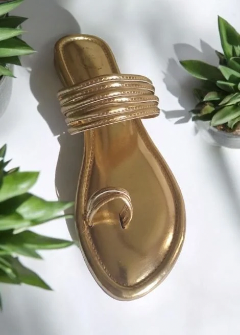 Gold Shimmer Flat kolhapuri