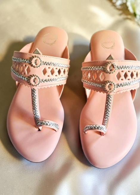 Petal weave - Pink Flat Kolhapuri