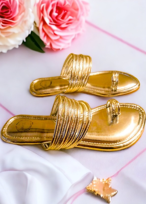 Gold Shimmer Flat kolhapuri