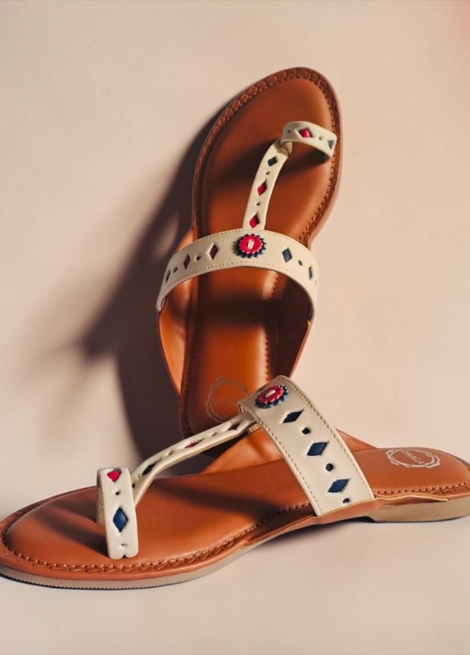 Ivory Muse - Cream Flat Kolhapuri