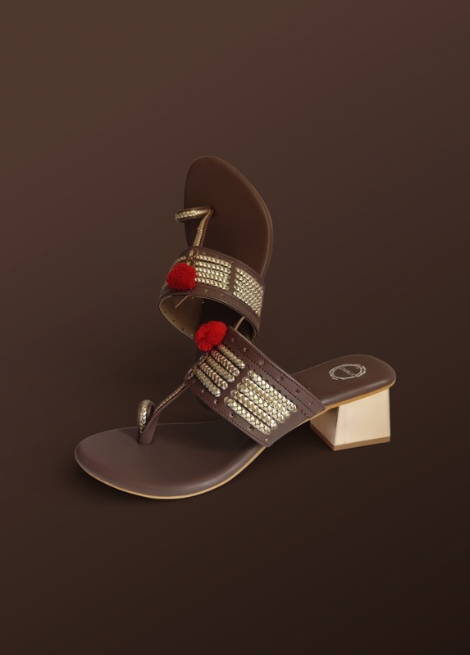 Aura - Brown Block heel Kolhapuri