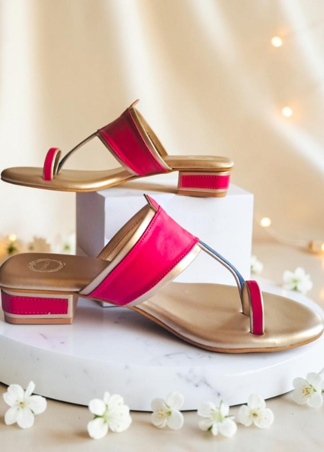 Ruby Glow - Antique gold block heel