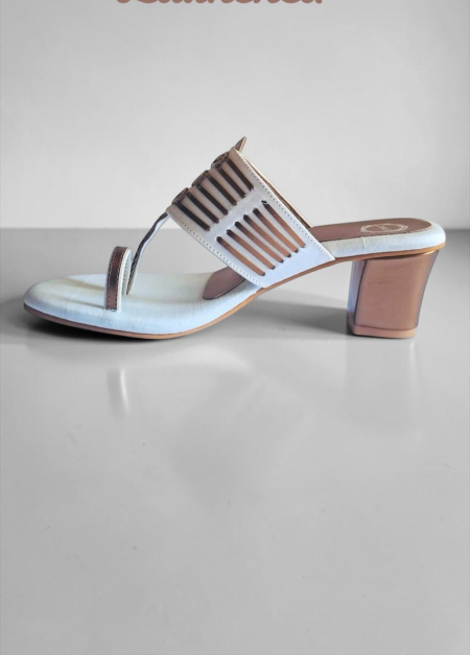 Royal Tide - Off White block Heel Kolhapuri