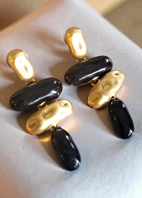 Midnight Muse Gold Drop Earrings