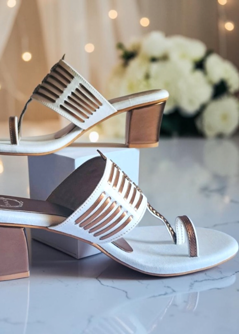 Royal Tide - Off White block Heel Kolhapuri