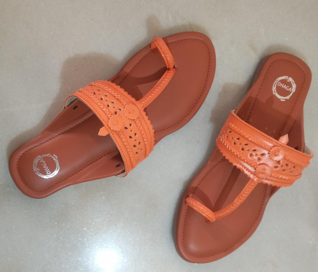 Orange and Brown Flat Kolhapuri